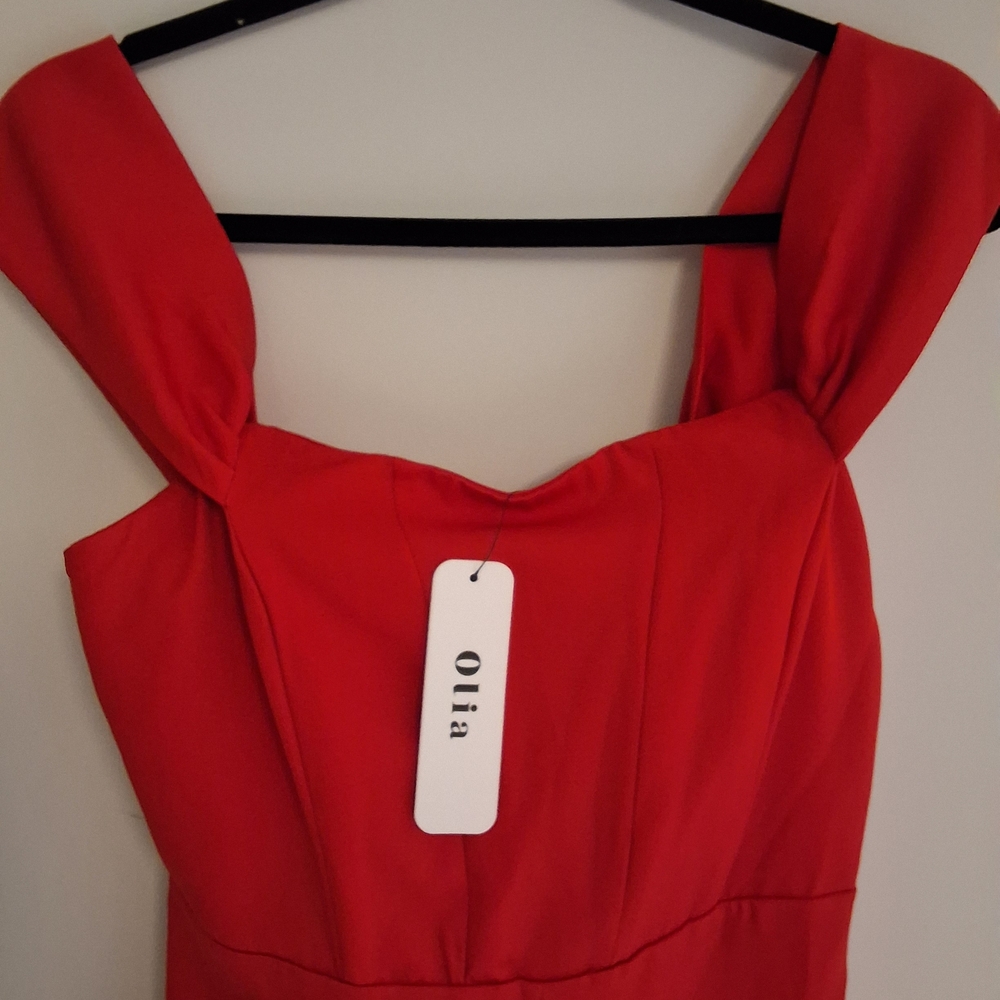 Off The Shoulder NWT Olia Red Jumpsuit In Size M.